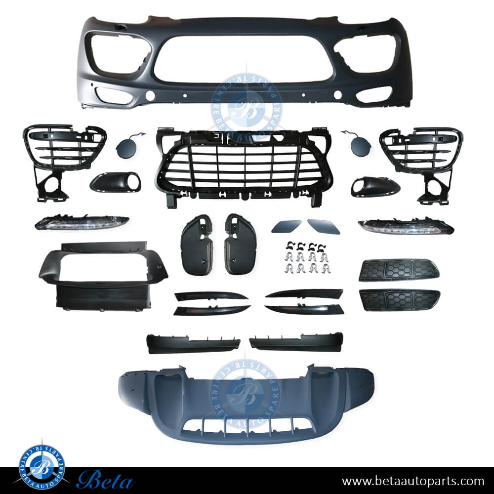 Front Bumper with Park Assist / Washer / DRL for Porsche Cayenne GTS/Turbo 2011-2014 models, Part Number 95850522141 Front Bumper with Park Assist / Washer / DRL for Porsche Cayenne GTS/Turbo 2011-2014 models, Part Number 95850522141